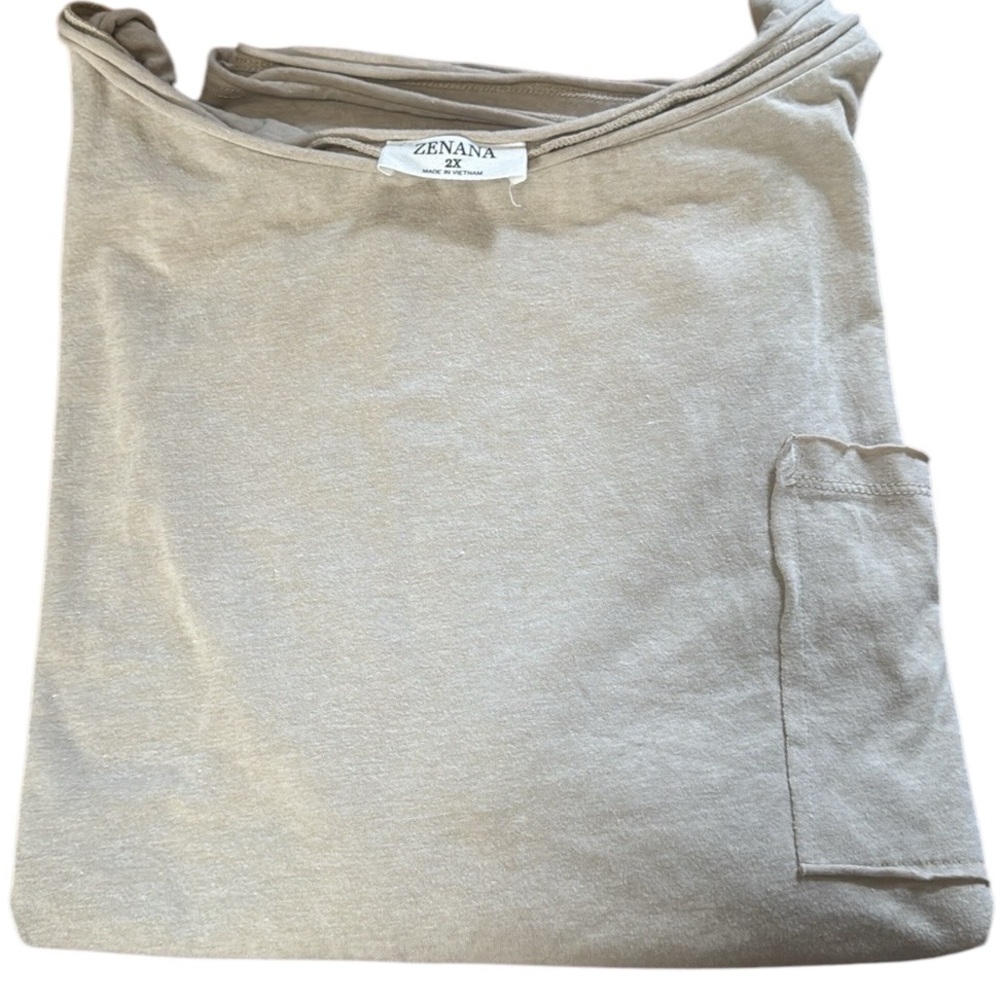 Zenana Lot of 3 Women's New 2x Leggings & 2 Oversized 100% Cotton Pocket Tees 2x - Picture 3 of 6